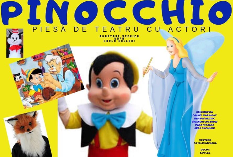 Read more about the article Pinocchio – păpușa din lemn, cu nas năzdrăvan – vine la Centrul Cultural din Deva!