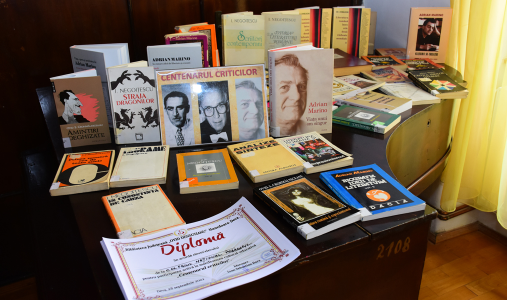 Read more about the article Centenarul criticilor, eveniment organizat de Biblioteca Judeţeană  „Ovid Densusianu”