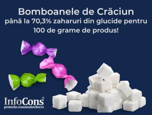 Read more about the article Bomboanele de Crăciun – până la 70,3% zaharuri din glucide pentru 100 de grame de produs !