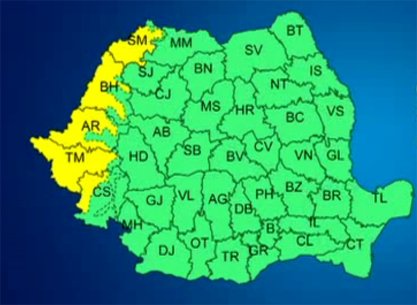 Read more about the article Meteo: Cod galben de vânt puternic în cinci judeţe, valabil până joi seara