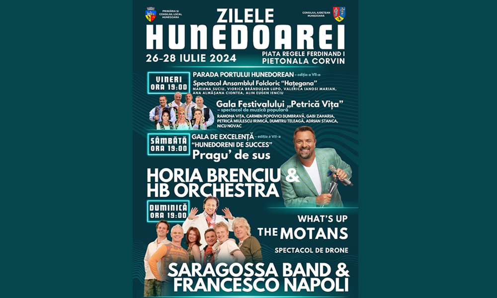 Read more about the article Saragossa Band, Francesco Napoli, Horia Brenciu, What’s Up şi The Motans vin la „Zilele Hunedoarei” ediţia 2024 (26 – 28 iulie)
