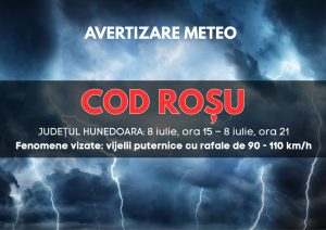 Read more about the article JUDEȚUL HUNEDOARA sub COD ROȘU de vijelii puternice