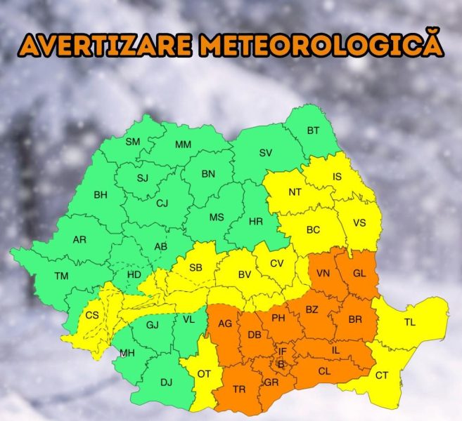 Read more about the article Avertizări de vreme rece, precipitații și intensificări ale vântului