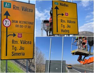 Read more about the article La nodul rutier Simeria, pe autostrada #A1, au fost montate panouri informative referitoare la restricțiile de pe Valea Oltului
