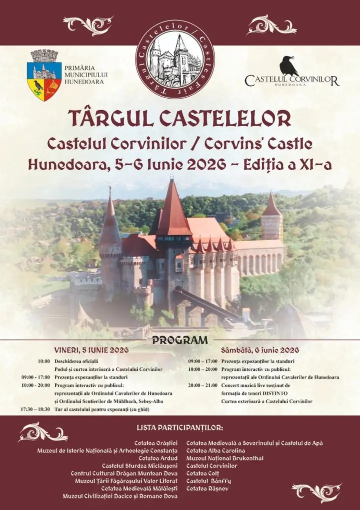 Read more about the article Târgul Castelelor revine la Hunedoara: ediția a XI-a aduce istorie, spectacole și tradiții medievale la Castelul Corvinilor