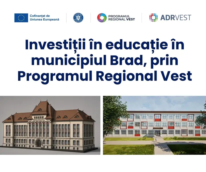Read more about the article DEZVOLTĂM ÎN VEST: investiții de 2,8 milioane de euro pentru modernizarea unităților de învățământ din Brad