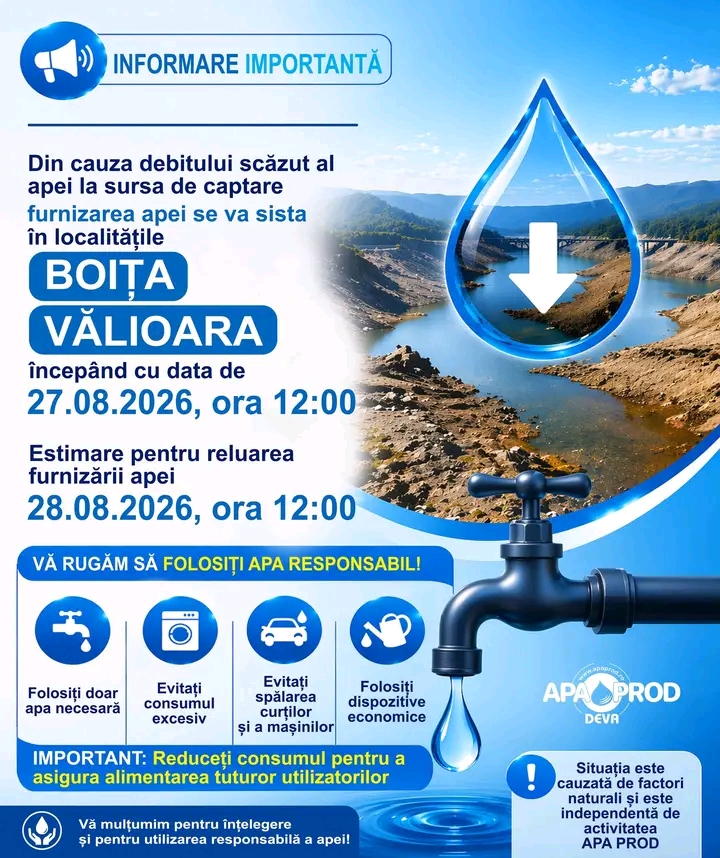 Read more about the article Atenționare Apa Prod