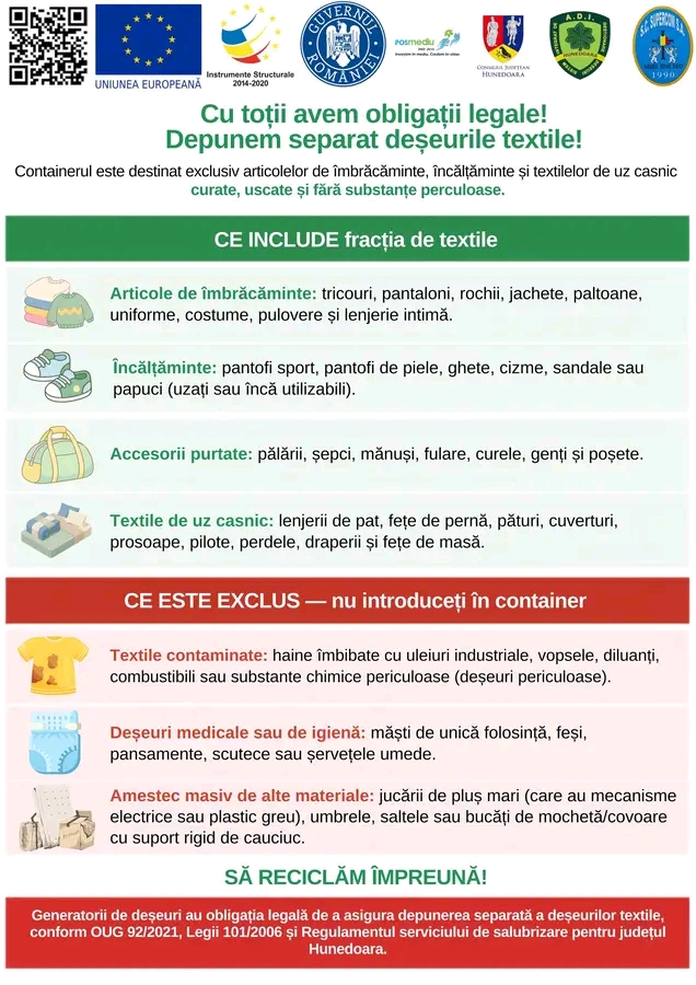 Read more about the article Colectarea separată a deșeurilor textile este o responsabilitate a fiecăruia dintre noi