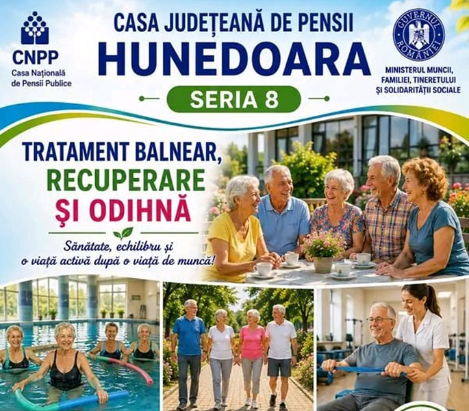 Read more about the article 200 de bilete de tratament balnear disponibile pentru pensionarii din Hunedoara în seria a VIII-a din 2026