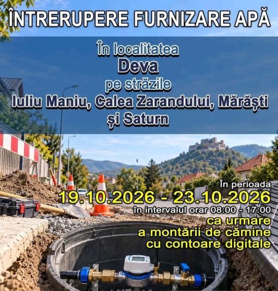 Read more about the article Întreruperi de apă în Hunedoara și Deva, până în 23 octombrie